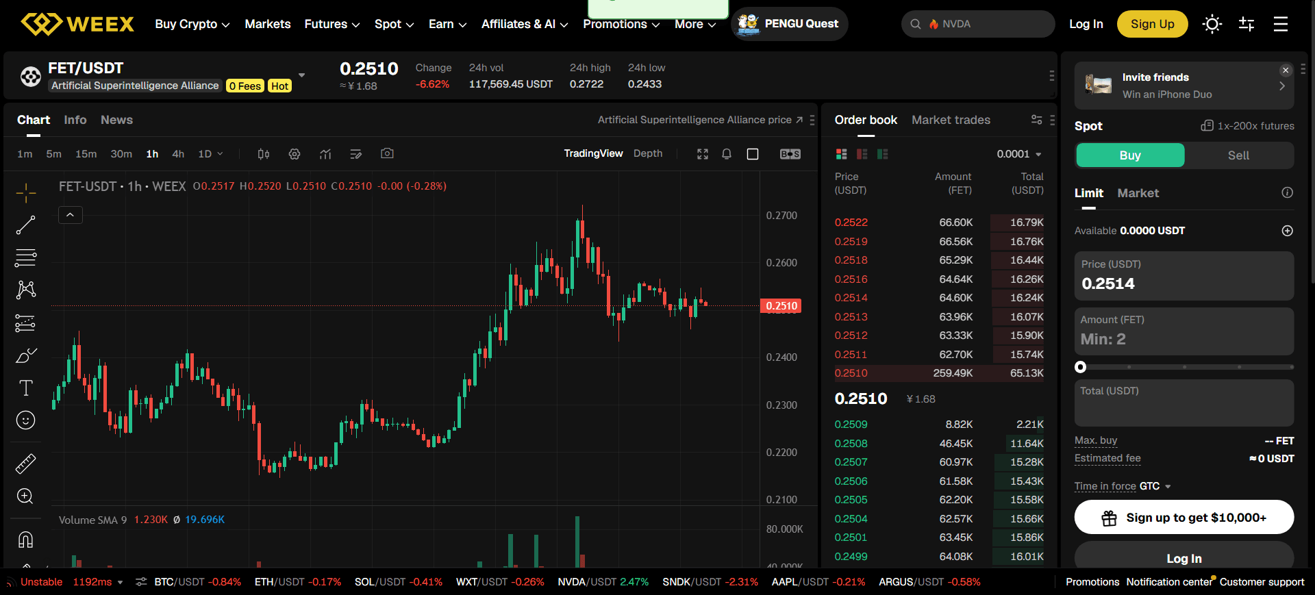 How to Trade Artificial Superintelligence Alliance (FET) on WEEX